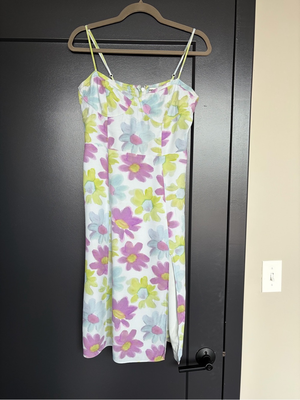 Artizia Sunday Best Pastel Floral Slip Dress in Light Blue, Green, and Purple